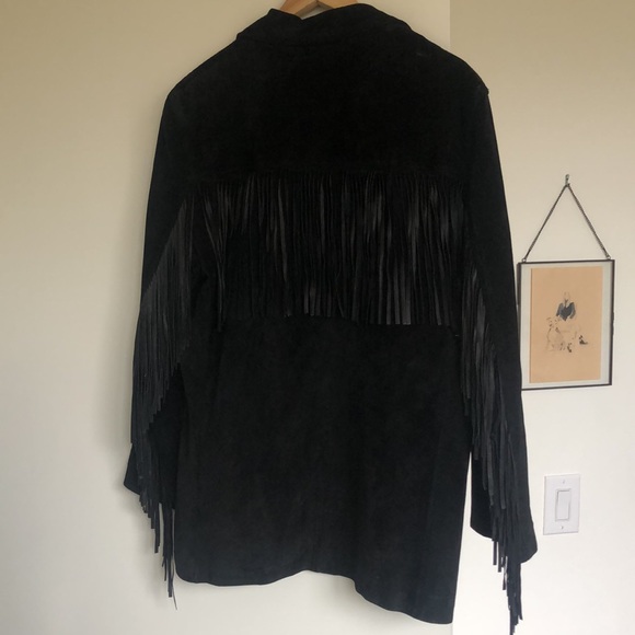 Vintage Leather Suede fringe blazer coat - Picture 6 of 6